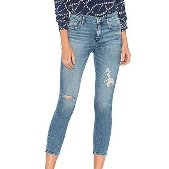 Agolde Denim - AGOLDE Sophie Crop Distressed Skinny Jean in Spell